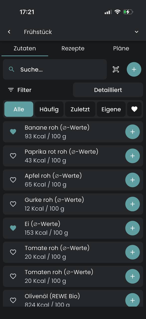 App Screenshot 8 – Mahlzeiten erfassen